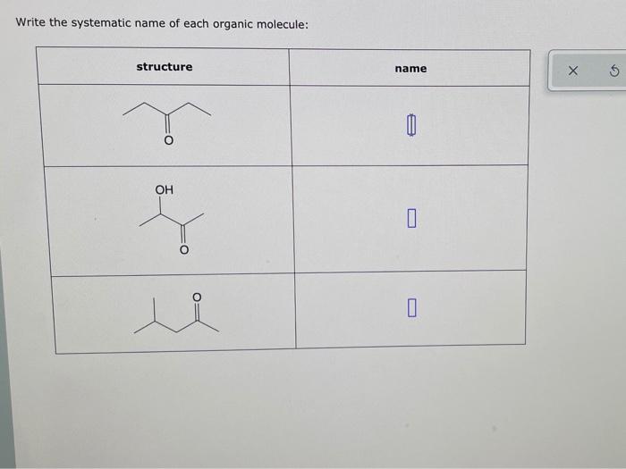 Solved Write The Systematic Name Of Each Organic Molecule: 