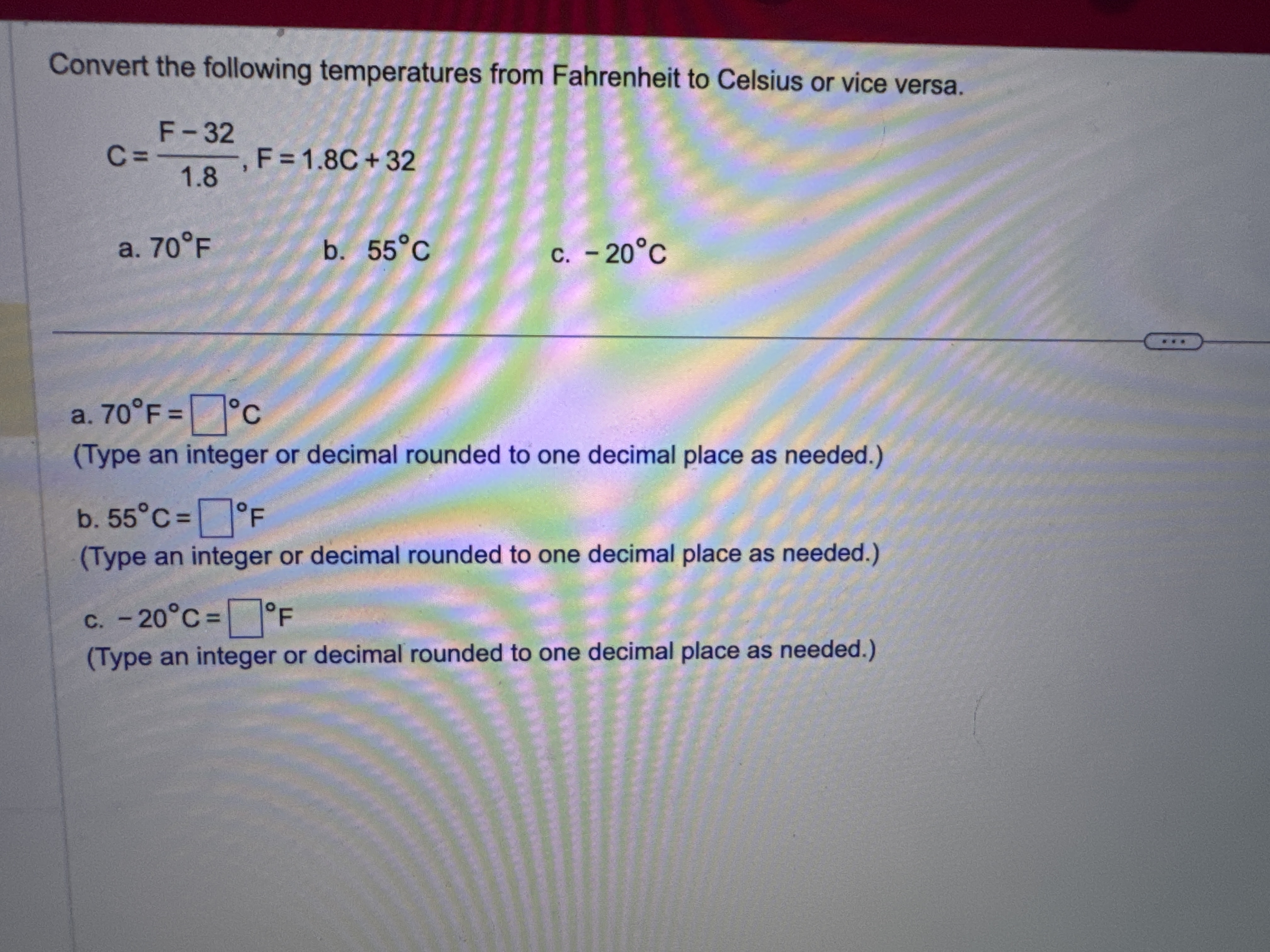 Solved Convert the following temperatures from Fahrenheit to | Chegg.com