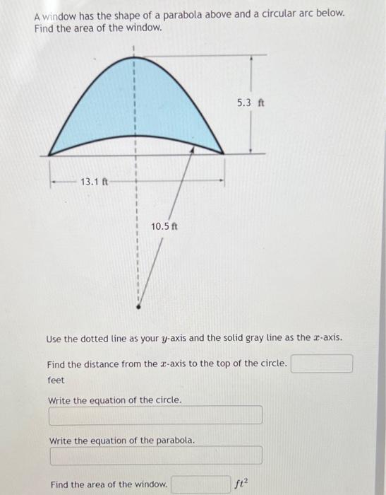 Solved A window has the shape of a parabola above and a | Chegg.com