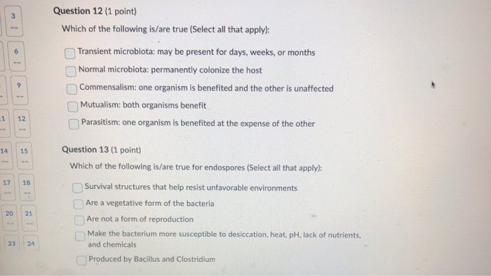 Solved Question 9 (1 point) Which of the following is/are | Chegg.com
