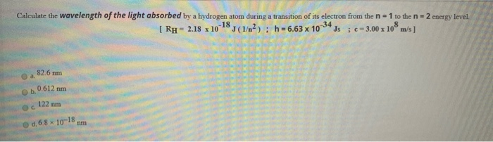 Solved Calculate the wavelength of the light absorbed by a | Chegg.com