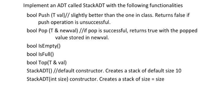 Solved C++(stack ADT)(Data structures)** Attempt only if you | Chegg.com