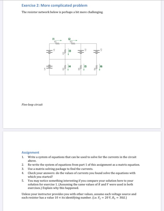 Solved Solving systems of linear equations resistor