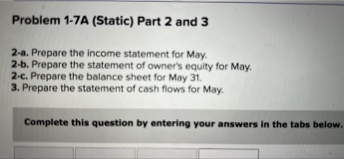 Solved Required information Problem 1-7A (Static) Analyzing | Chegg.com