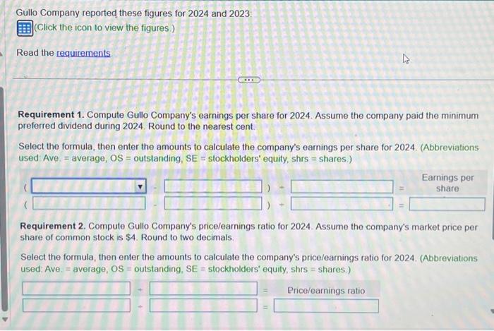 Solved Gullo Company Reported These Figures For 2024 And Chegg Com   Image