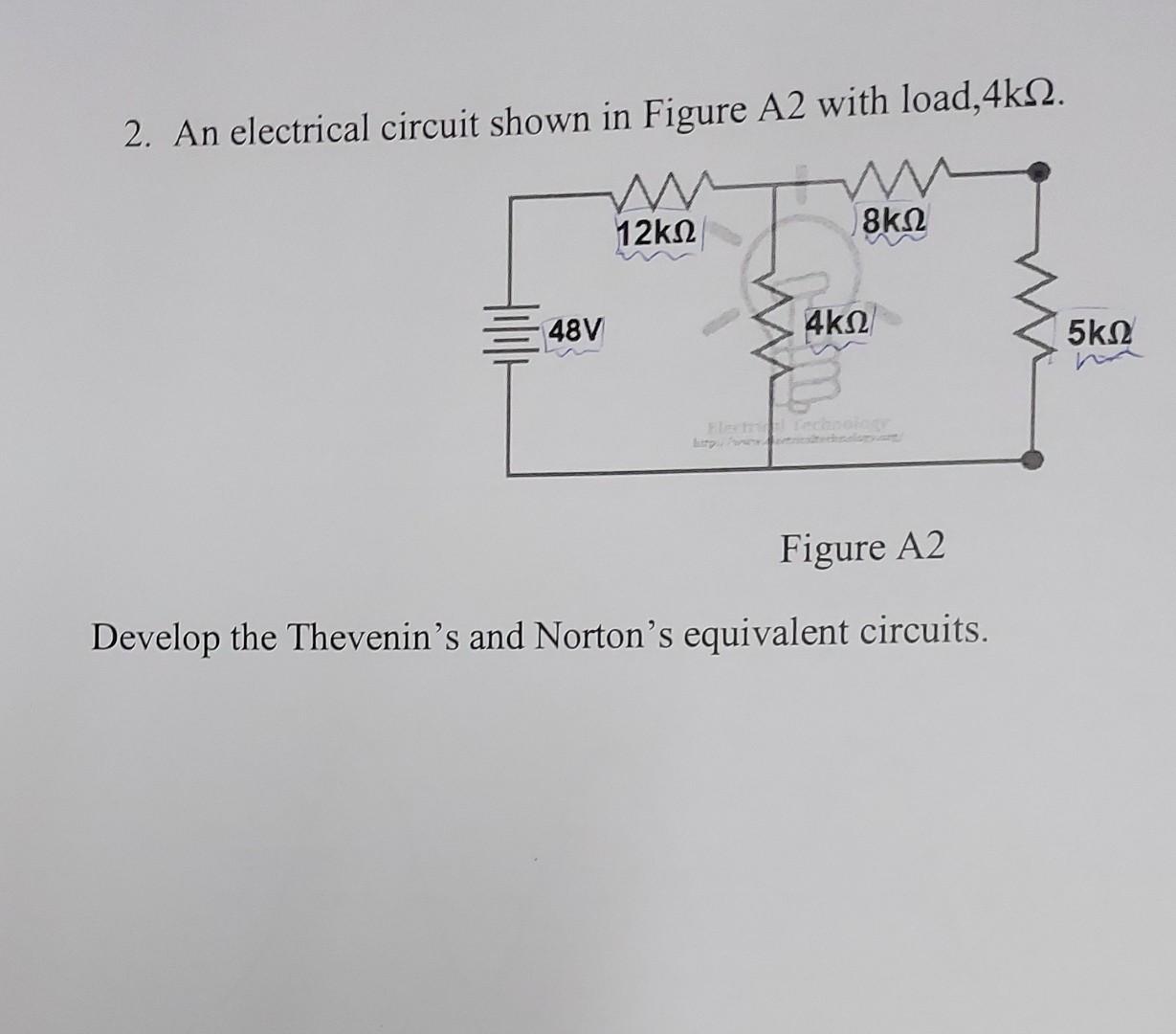 Solved 2. An electrical circuit shown in Figure A2 with | Chegg.com