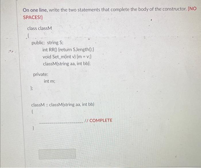 Solved On one line, write the two statements that complete | Chegg.com