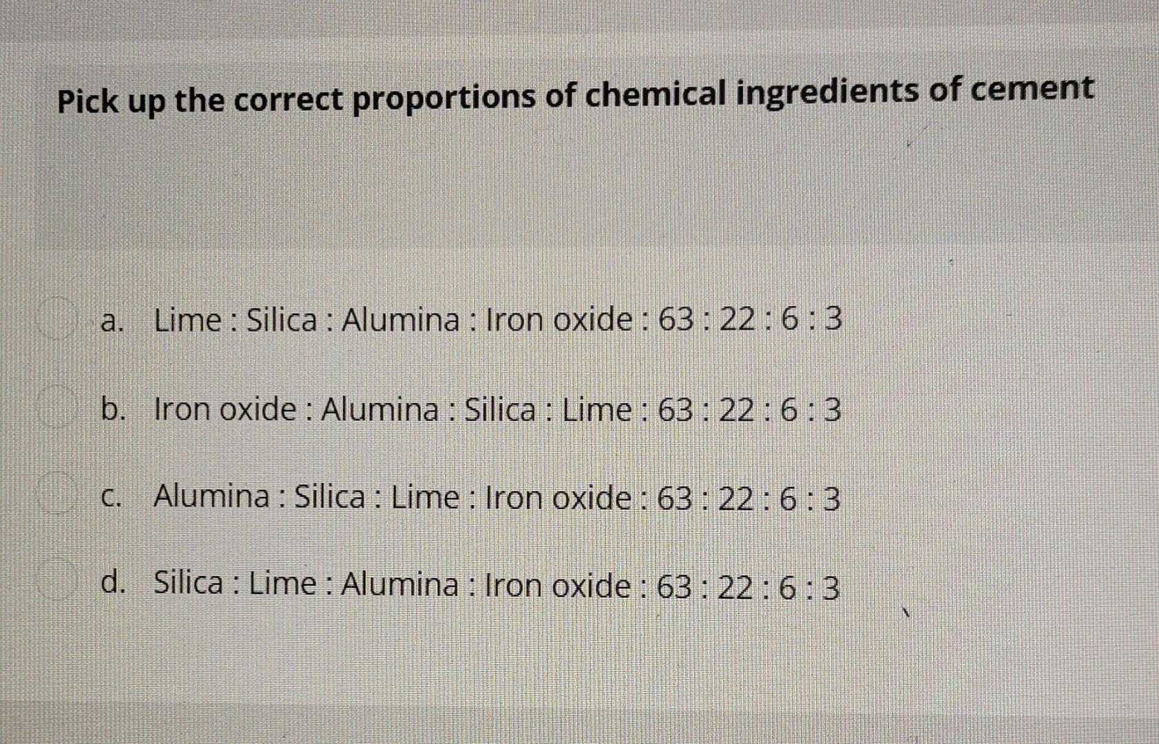 Solved Pick up the correct proportions of chemical