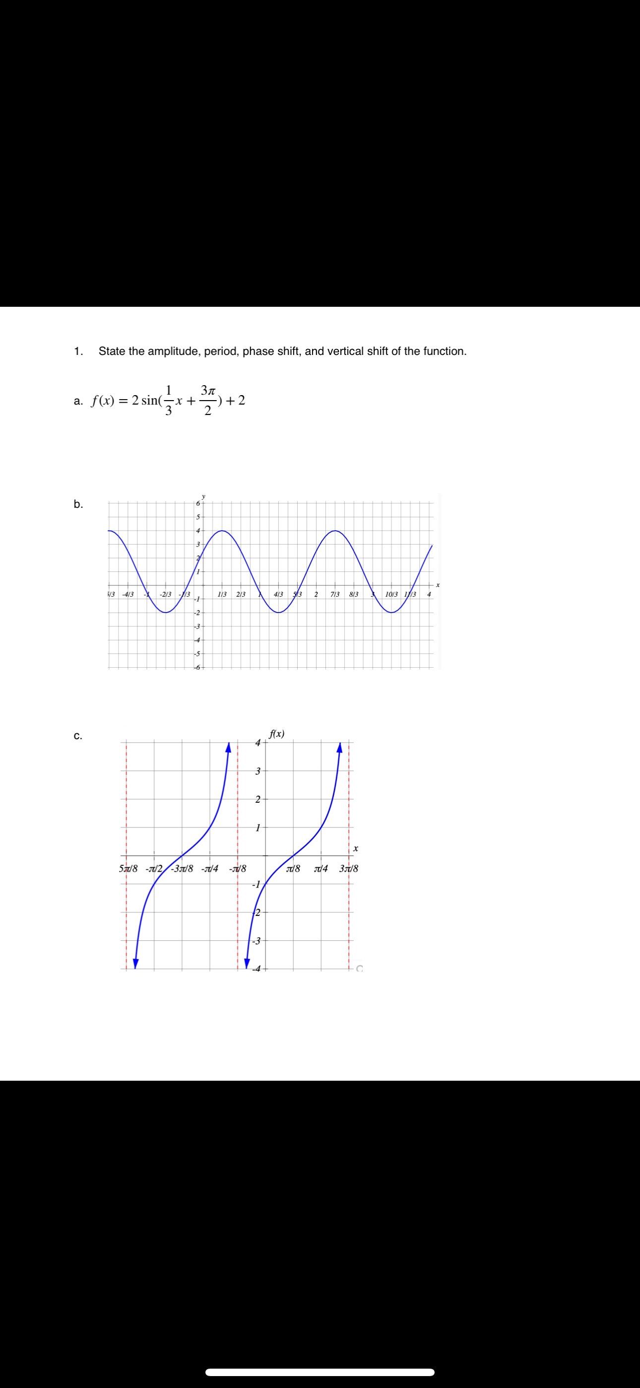 Solved state the amplitude period phase shift and chegg