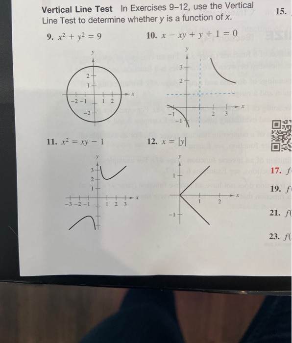 Solved 15. Vertical Line Test In Exercises 9-12, use the | Chegg.com