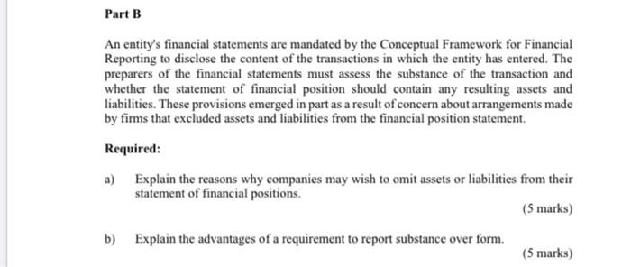 Part B An Entity S Financial Statements Are Mandated Chegg Com