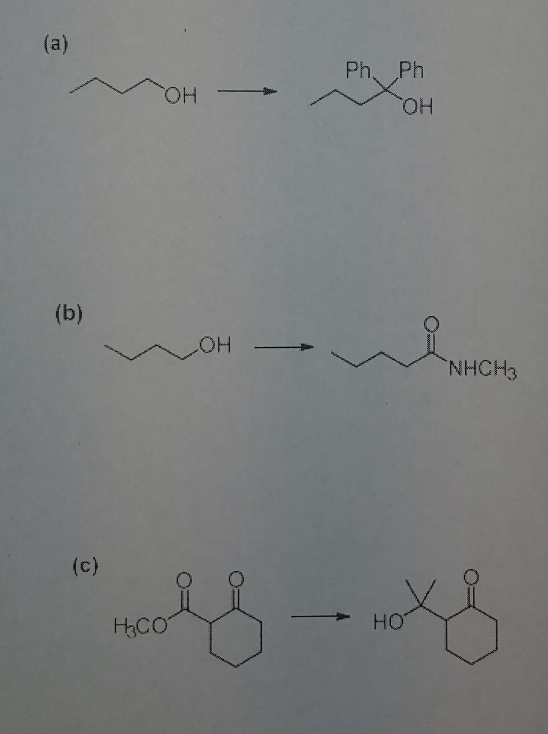 Solved (a) OH (b) Phi Ph OH Я OH NHCH3 (c) нову -- поху НО | Chegg.com