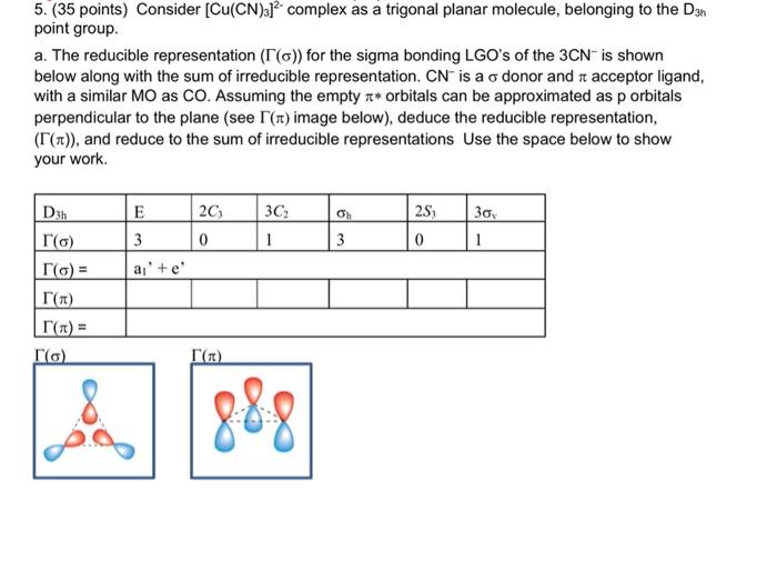 Solved 5. (35 points) Consider [Cu(CN)]? complex as a | Chegg.com