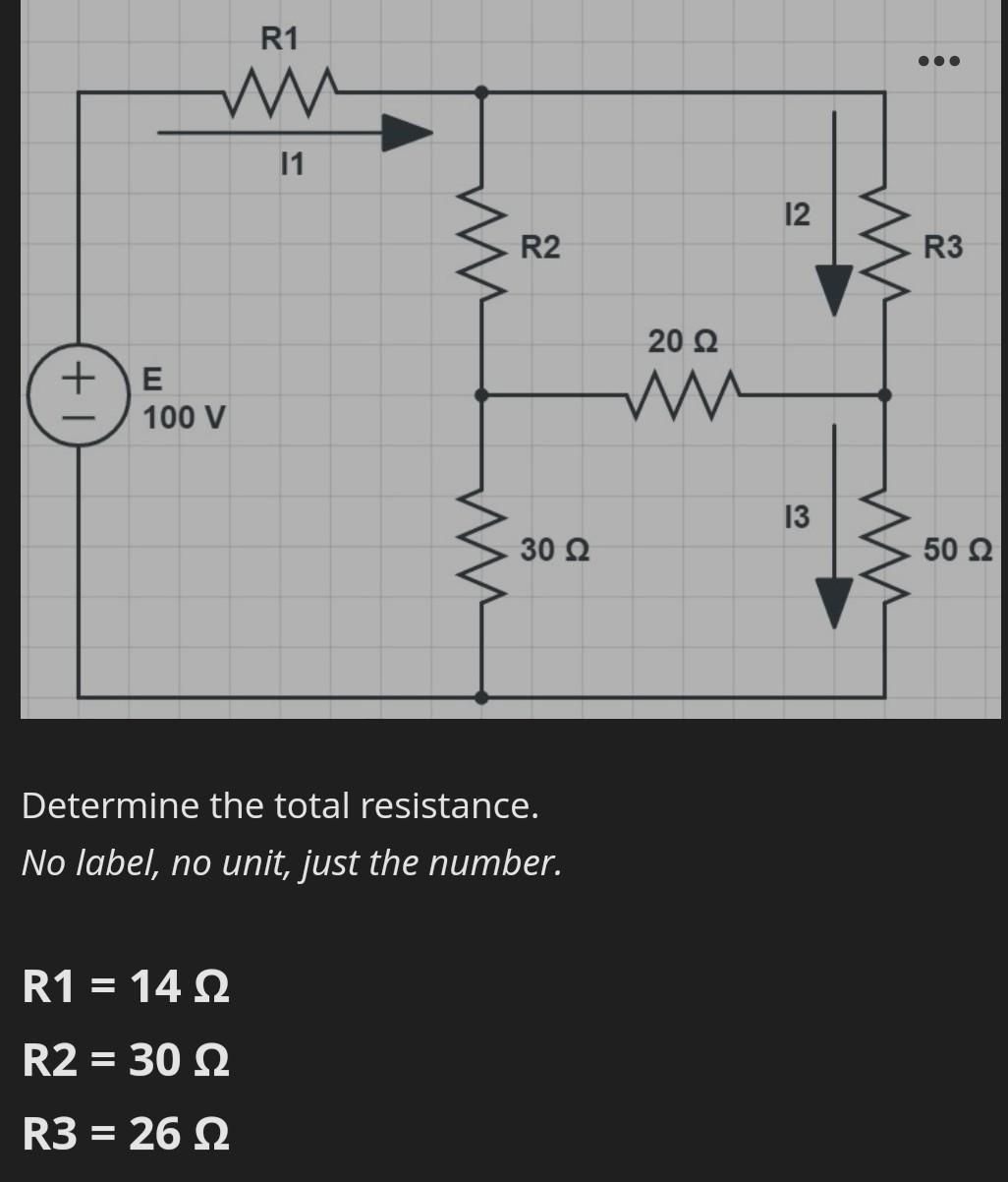 Solved R1 ... 11 12 } R2 R3 20 Ω 1+ E 100 V w 13 30 22 50 22 | Chegg.com