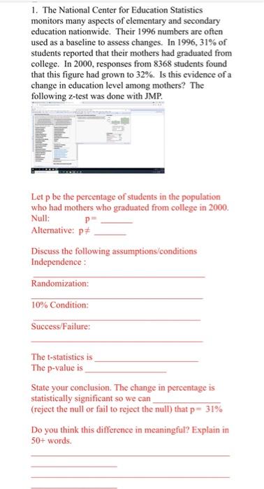 1. The National Center For Education Statistics | Chegg.com