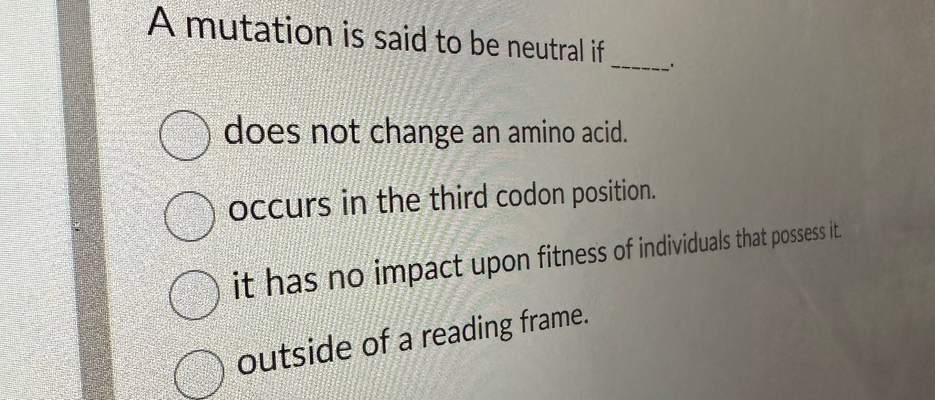 Solved A mutation is said to be neutral ifdoes not change an | Chegg.com