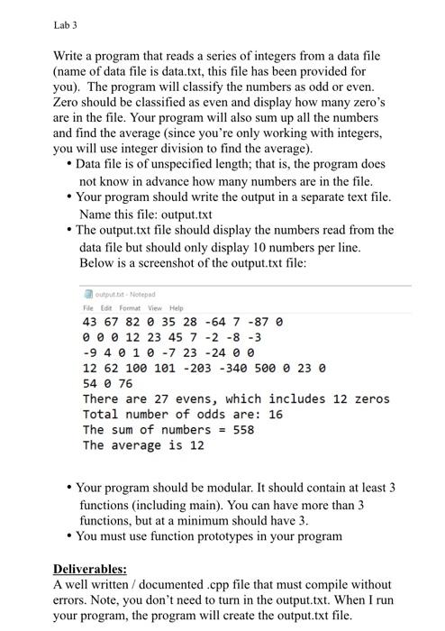 Solved Lab 3 Write a program that reads a series of integers | Chegg.com