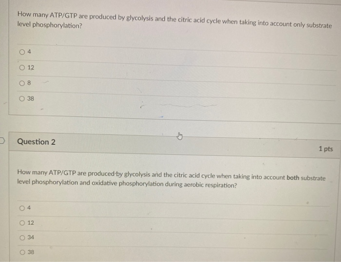 Solved How many ATP/GTP are produced by glycolysis and the | Chegg.com