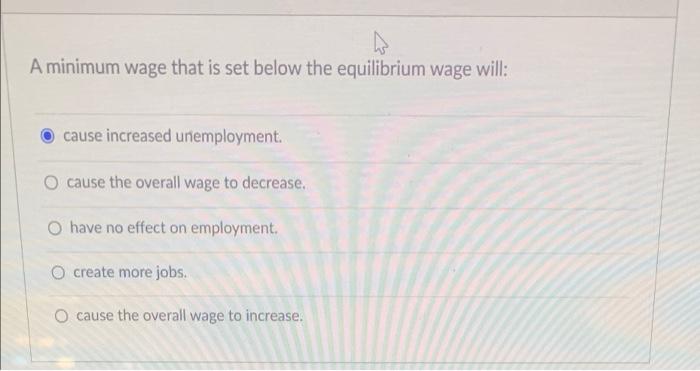 Solved A Minimum Wage That Is Set Below The Equilibrium Wage | Chegg.com