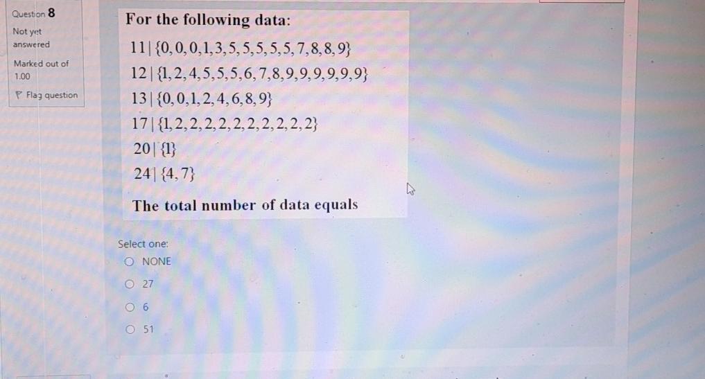 Solved Question 8 Not yet answered Marked out of 1.00 P Flag | Chegg.com