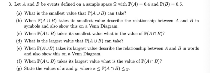Solved 3. Let A and B be events defined on a sample space 2 | Chegg.com