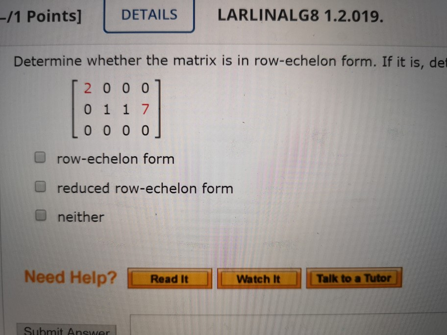 how to find echelon form of a matrix