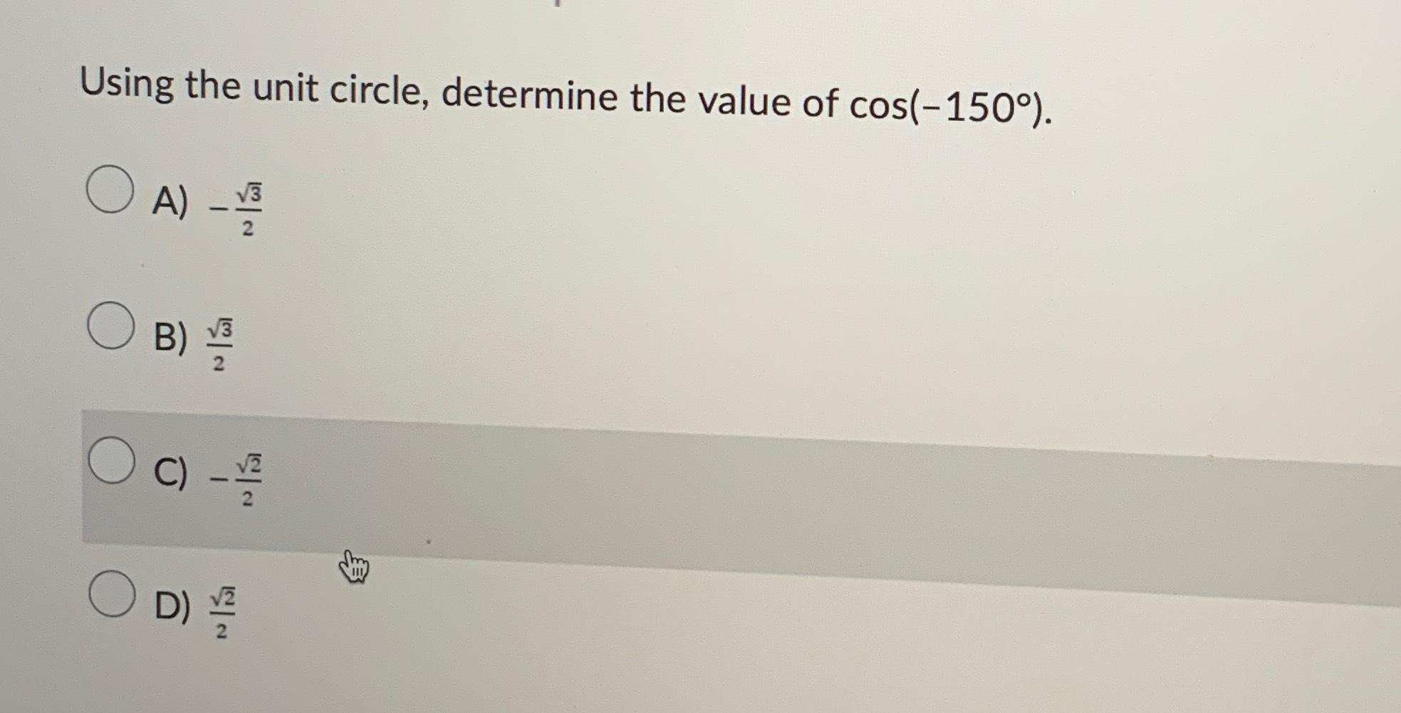 solved-using-the-unit-circle-determine-the-value-of-chegg