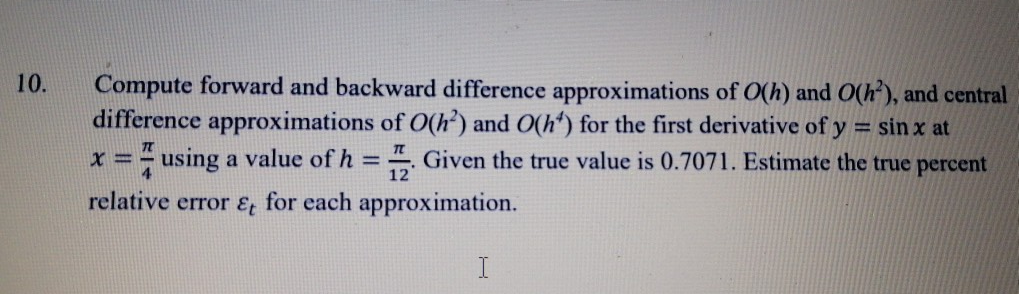 Solved 10. Compute forward and backward difference | Chegg.com