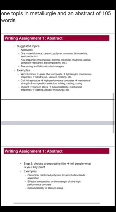 Solved any topics related to metallurgie , here abstract and | Chegg.com