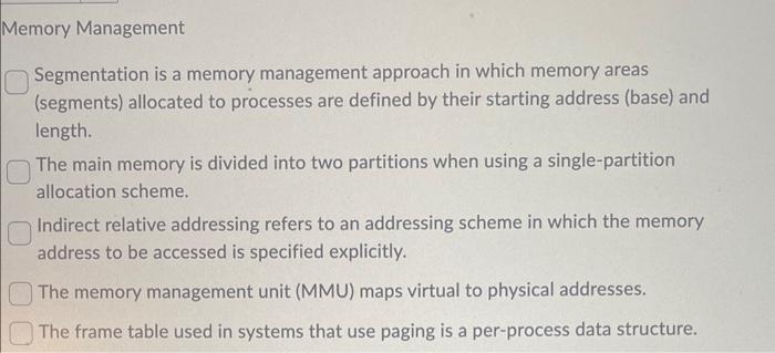 Solved Memory Management Segmentation is a memory management | Chegg.com