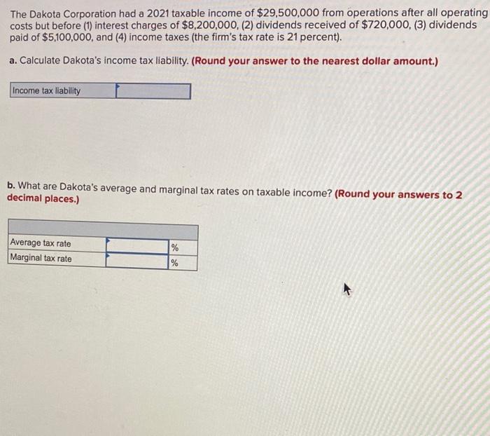 The Dakota Corporation had a 2021 taxable of