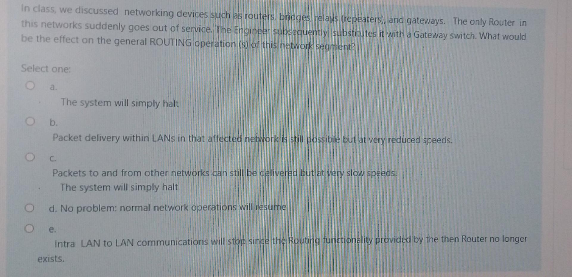 Solved In class, we discussed networking devices such as | Chegg.com