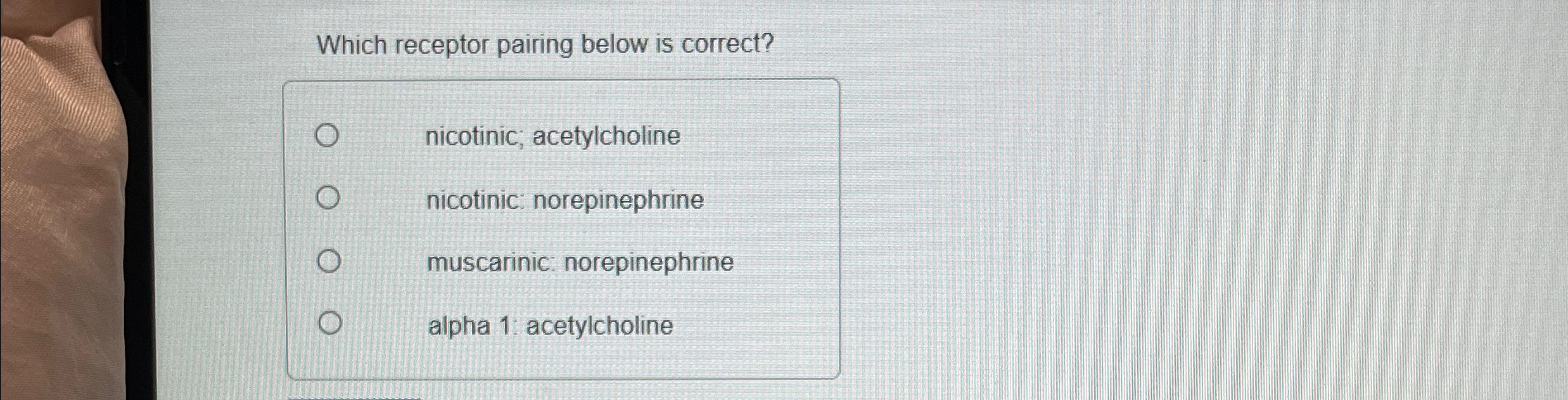 Solved Which receptor pairing below is