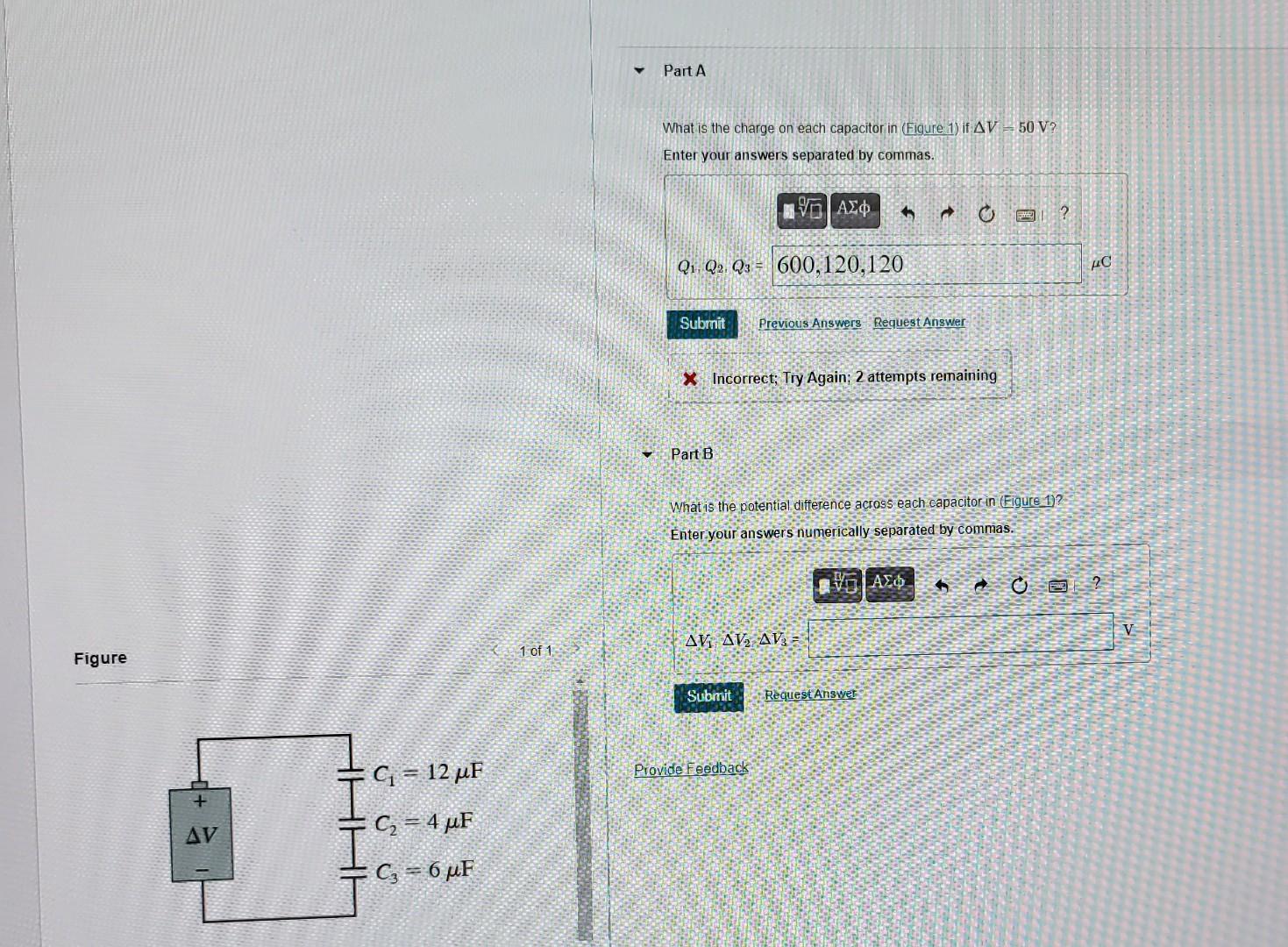 Solved Part A What is the charge on each capacitor in | Chegg.com