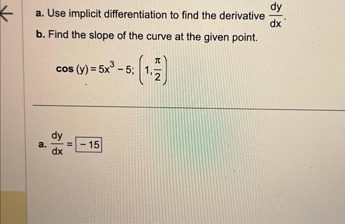Solved a. Use implicit differentiation to find the | Chegg.com