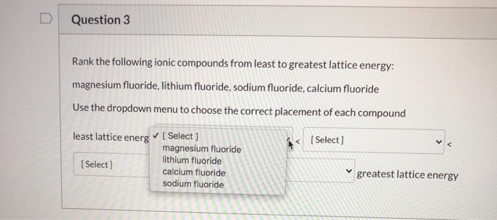 Rank The Following Ionic Compounds By Lattice Energy
