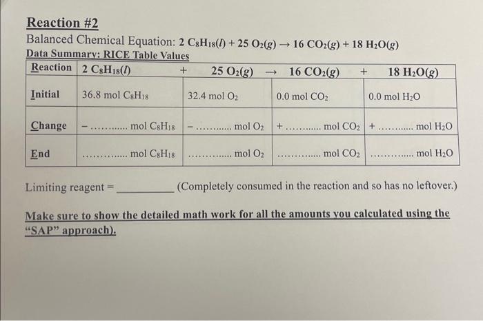 Solved Reaction 2 Balanced Chemical Equation 2 C8h181 8809