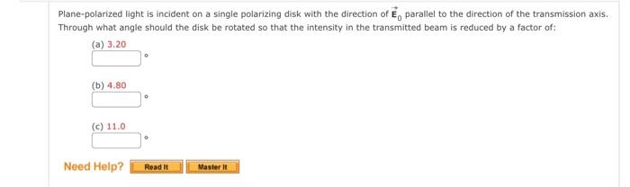 Solved Plane-polarized light is incident on a single | Chegg.com
