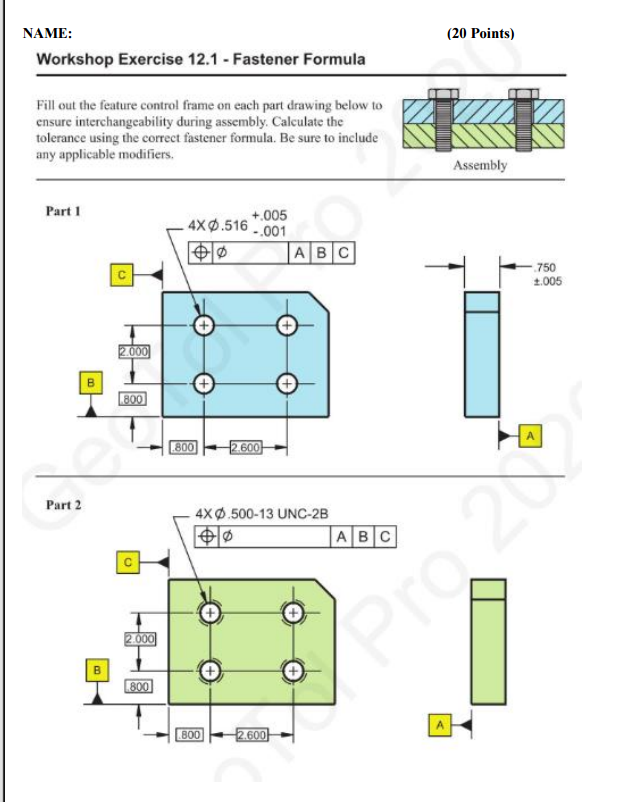 Fastener Pattern Equations Workshop Exercise 12.1 - Fastener FormulaFill out | Chegg.com