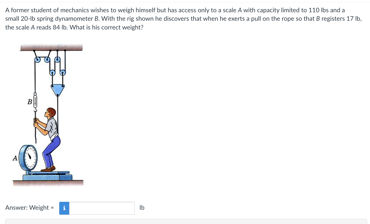 Solved A Former Student Of Mechanics Wishes To Weigh Himself | Chegg.com