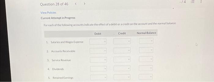 Solved For each of the following accounts indicate the | Chegg.com