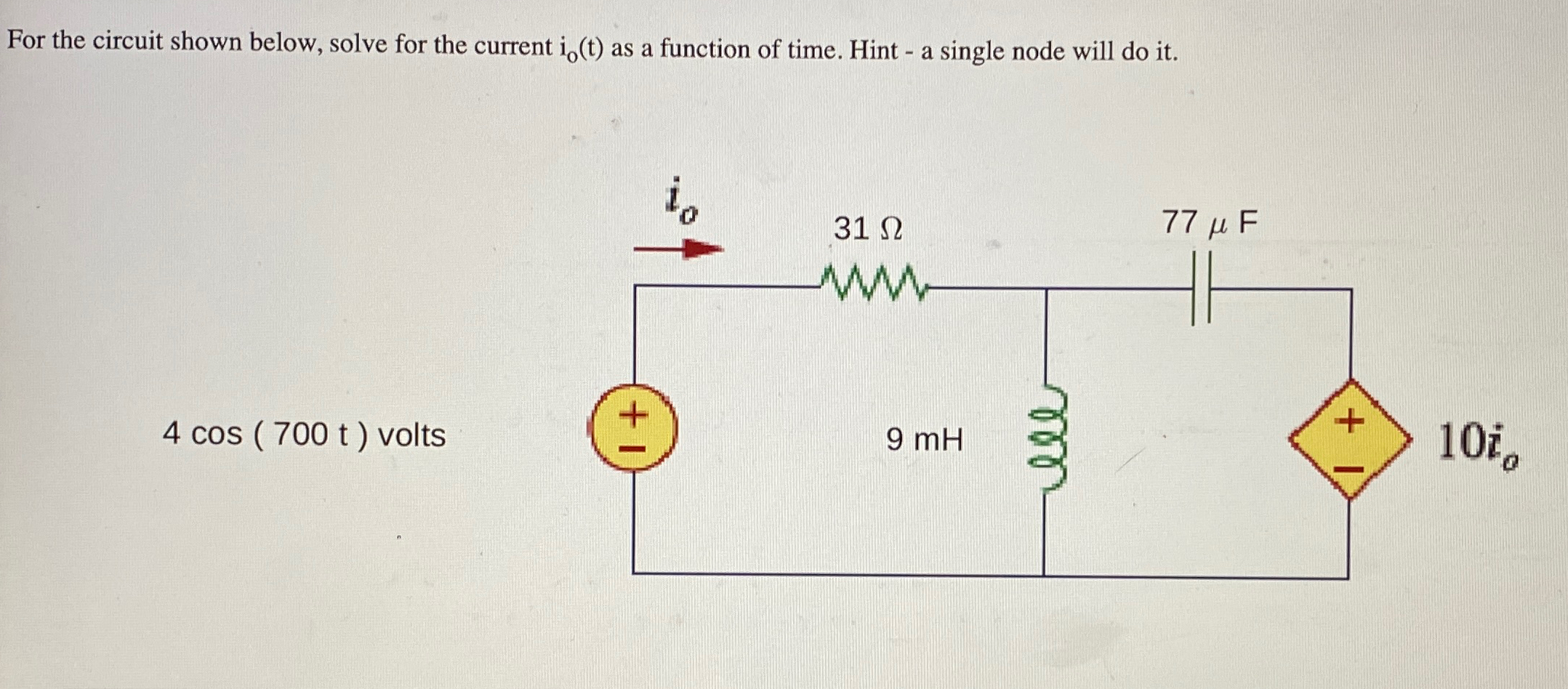 Solved For the circuit shown below, solve for the current | Chegg.com