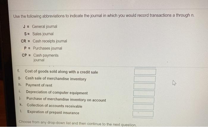 Solved Use the following abbreviations to indicate the | Chegg.com