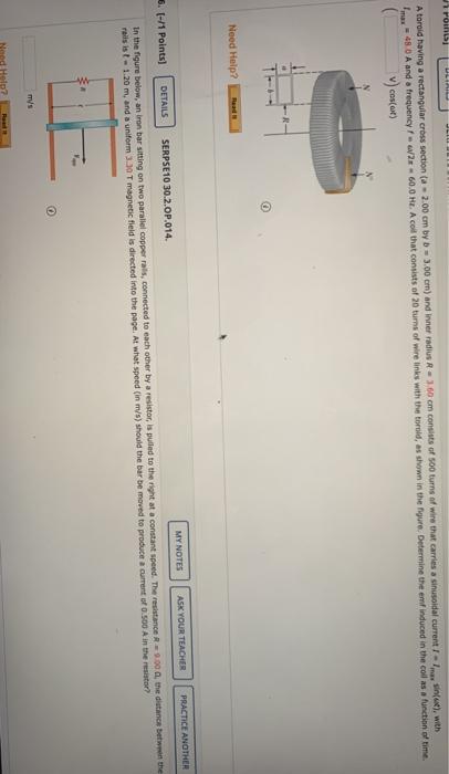 Solved 1 Pom A toroid having a rectangular cross section | Chegg.com
