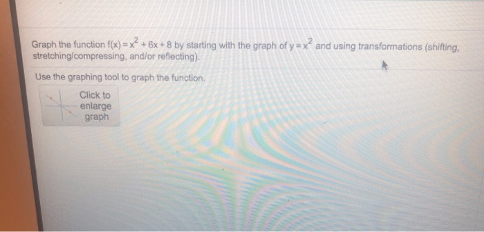 Solved Graph the function f(x) = x + 6x + 8 by starting with | Chegg.com