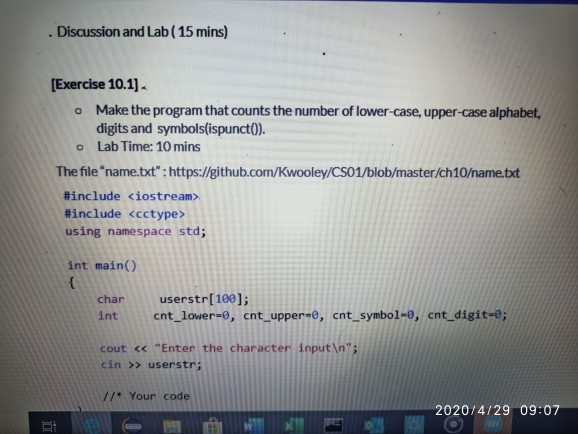 exercise - package chapter 10 import Images High... Solved . Discussion and Lab ( 15 mins) [Exercise 10.1) o | Chegg.com