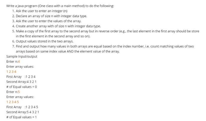 Solved Write a Java program (One class with a main method) | Chegg.com