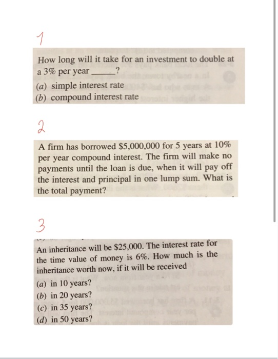 Solved 1 How long will it take for an investment to double