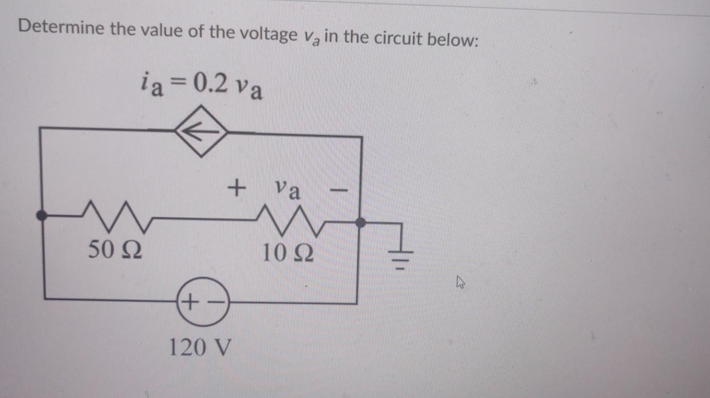 Solved Determine the value of the voltage va in the circuit | Chegg.com