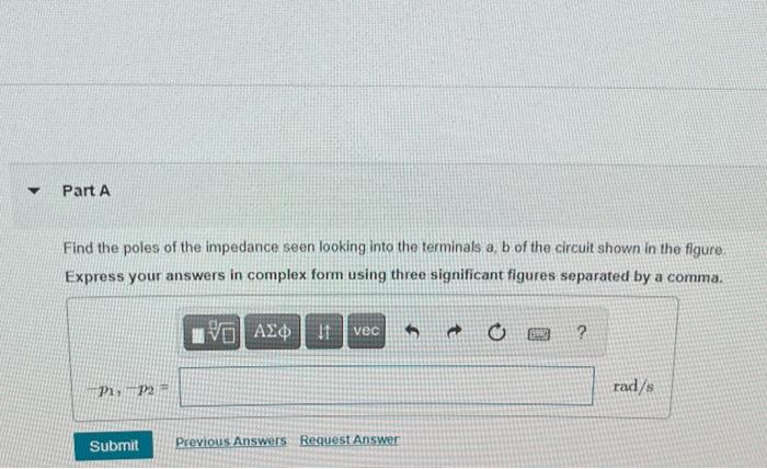 Solved Find the poles and zeros of the impedance seen | Chegg.com